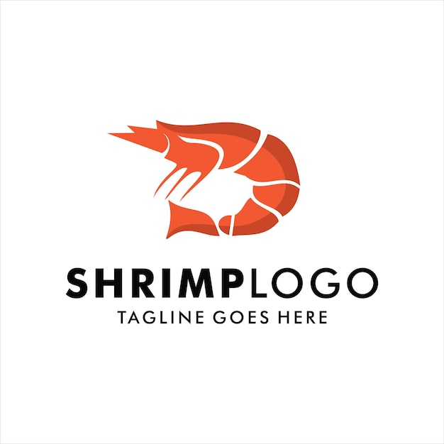 Logotipo del restaurante de mariscos imagen estilizada de la plantilla del logotipo de camarones
