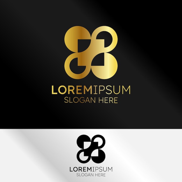 Logotipo de resumen geométrico dorado para la identidad de la marca
