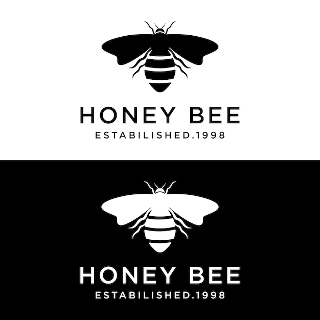 Logotipo retro de abeja de miel orgánicaLogotipo para etiqueta de tienda de mielnegocio