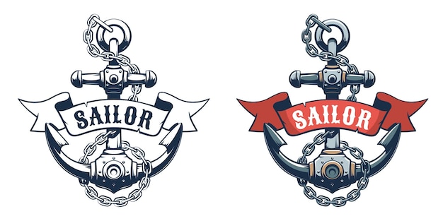 El logotipo retro del ancla de los marineros