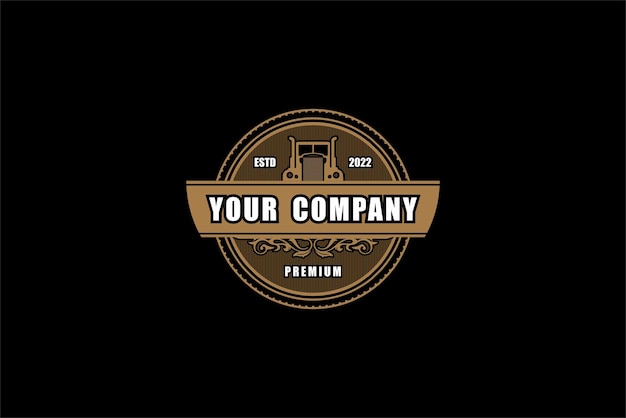 LOGOTIPO RETRO DEL CAMIÓN CONTENEDOR GRANDE Y FUERTE
