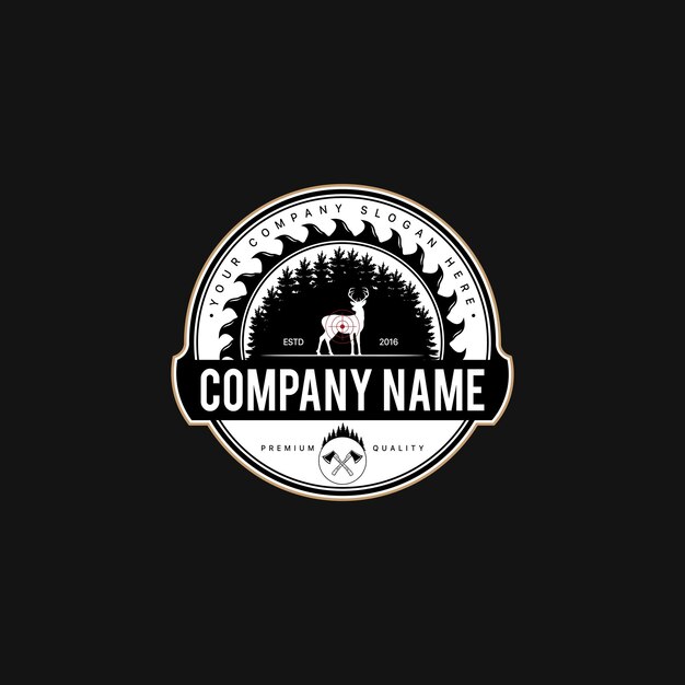 Logotipo retro de carpintería vintage