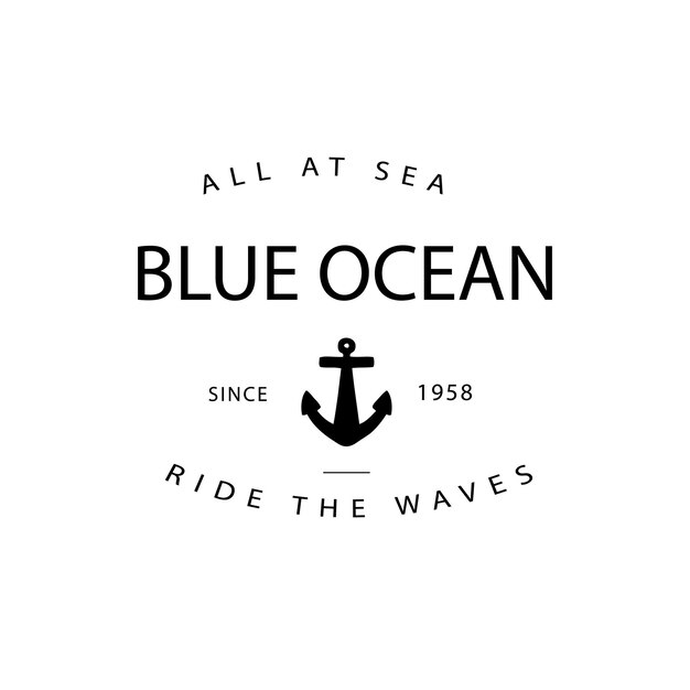 El logotipo retro del Océano Azul