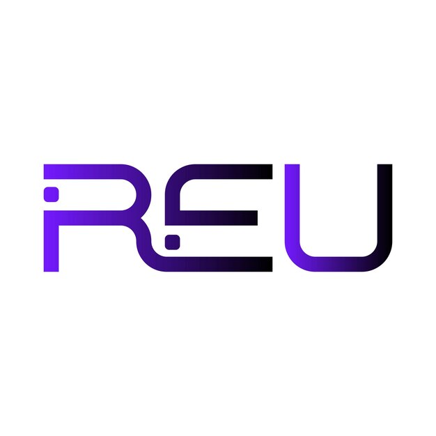logotipo reu monograma inicial diseño de letras gradiente púrpura moderno