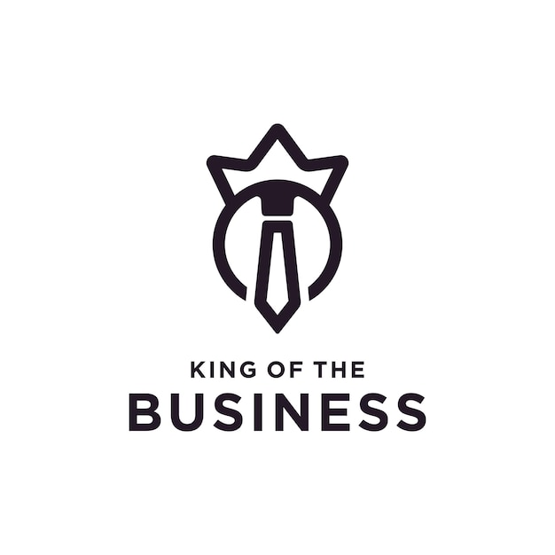 El logotipo del rey de la empresa con plantilla de vector de diseño de corbata de corona