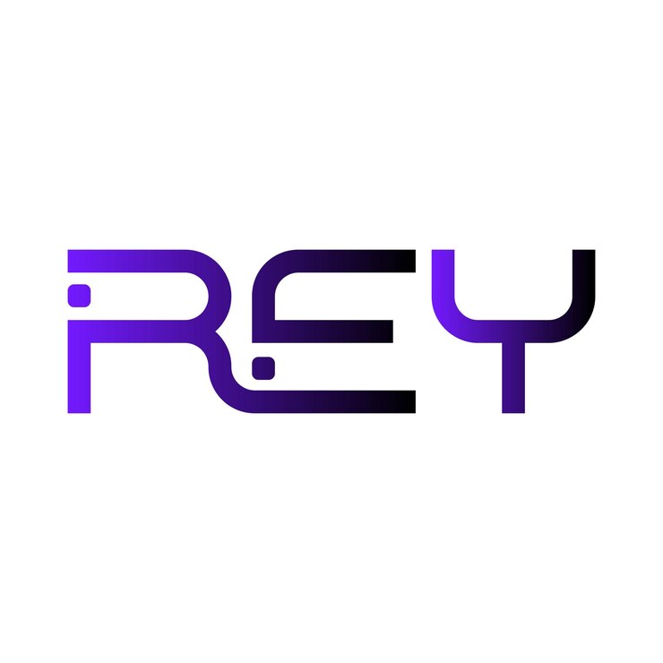 Vector el logotipo de rey es una tipografía abstracta, un diseño vectorial moderno y minimalista.