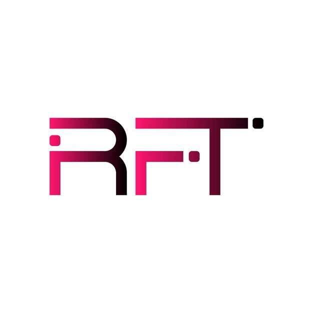 El logotipo de RFT es una tipografía abstracta, un diseño vectorial moderno y mínimo.