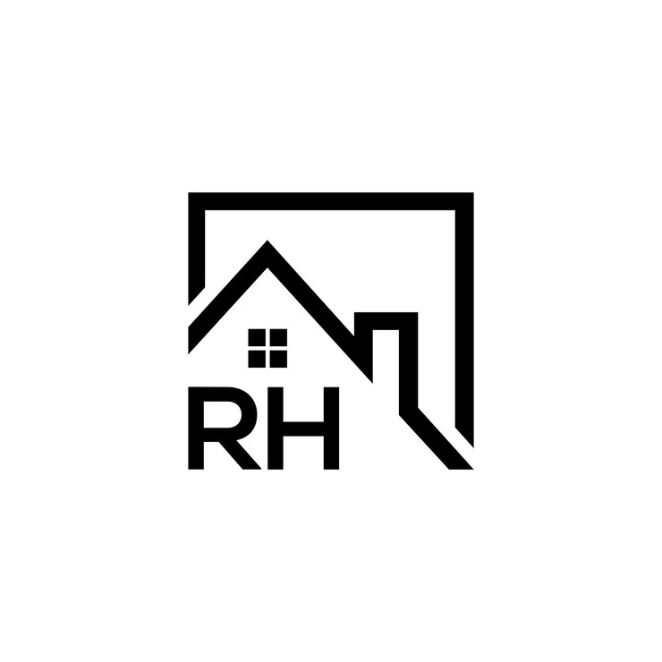 a Logotipo de RH Home en blanco y negro