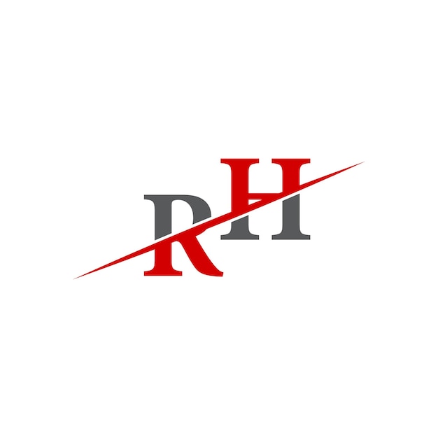 Logotipo RH minimalista con línea diagonal dinámica