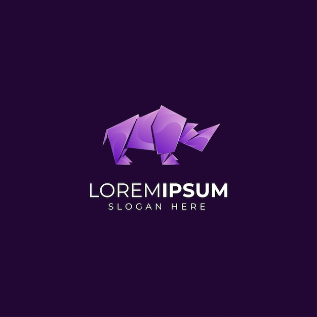 Logotipo de rhino en estilo origami