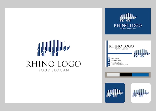 Logotipo de rinoceronte e icono de tarjeta de visita