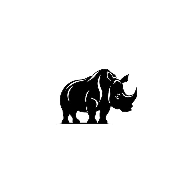 Logotipo de rinoceronte en fondo blanco y negro