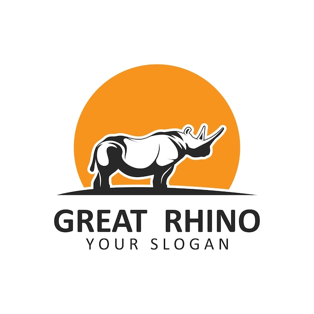 El logotipo del rinoceronte El icono del rinoceronte El símbolo del animal en peligro de extinción El emblema de la marca de vida silvestre africana