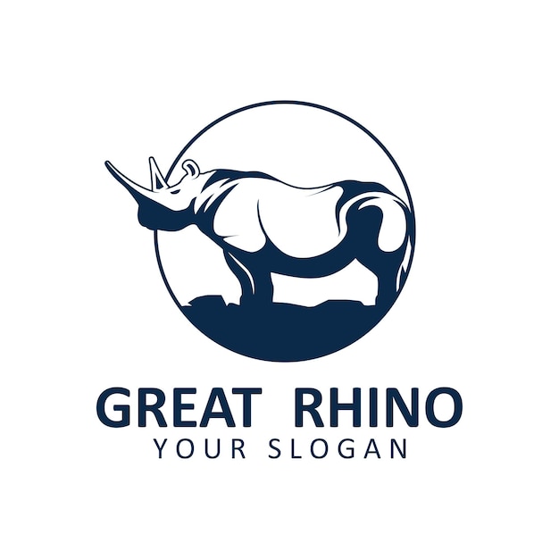 El logotipo del rinoceronte El icono del rinoceronte El símbolo del animal en peligro de extinción El emblema de la marca de vida silvestre africana