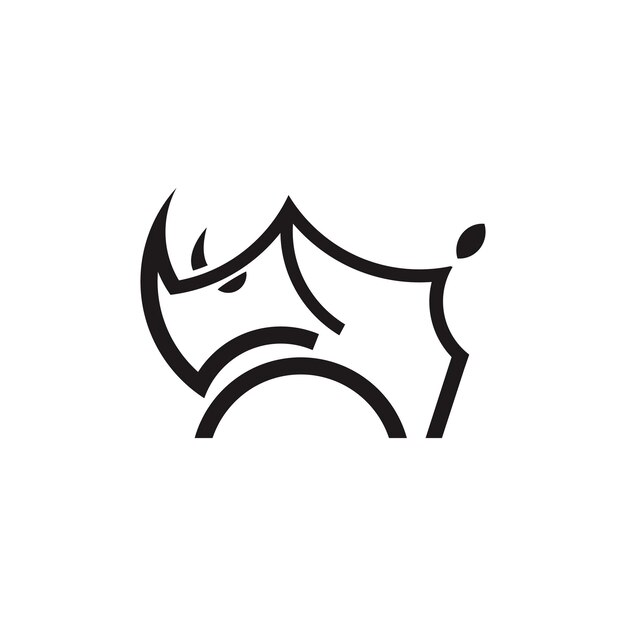 Logotipo de rinoceronte Icono de rinocerontes Símbolo de animal en peligro de extinción Emblema de marca de vida silvestre africana Vector