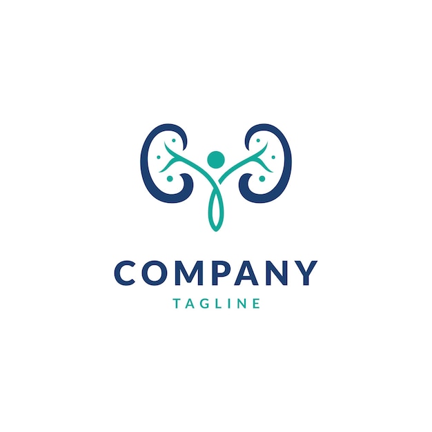 Logotipo de riñón con personas humanas solución feliz diseño de concepto vector de salud