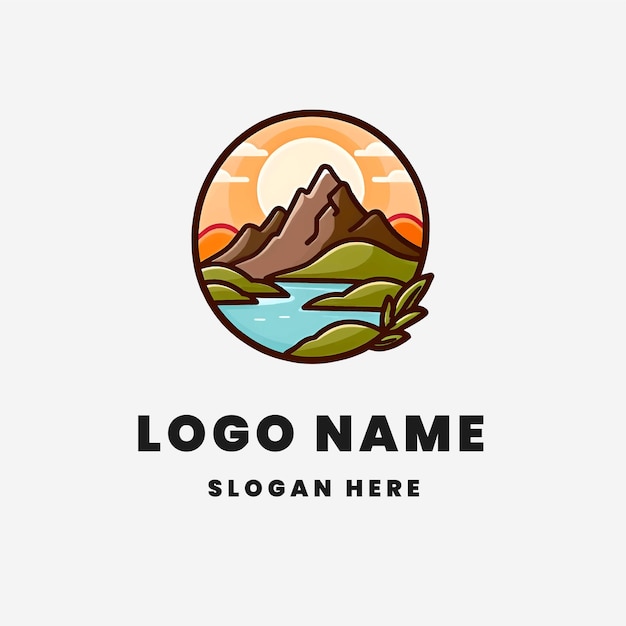 El logotipo del río Flat Sunrise Mountain Hills