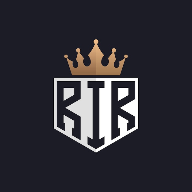 Logotipo RIR de lujo con corona Iniciales elegantes Logotipo de letra RIR para marcas exclusivas Monograma de letra RIr para empresas de alta gama