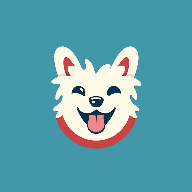 Logotipo de risa de cara de perro y fondo blanco