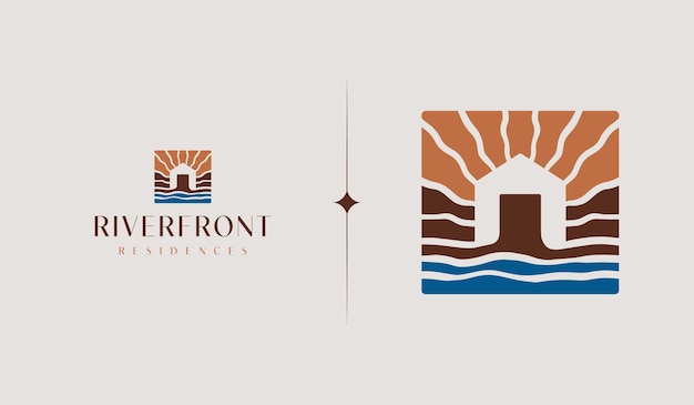 Logotipo de River House Símbolo premium creativo universal Plantilla de logotipo de icono de signo vectorial Ilustración vectorial