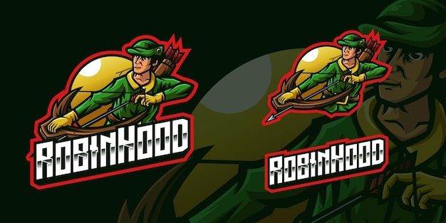 Logotipo de robin hood archer gaming mascot para esports streamer y community