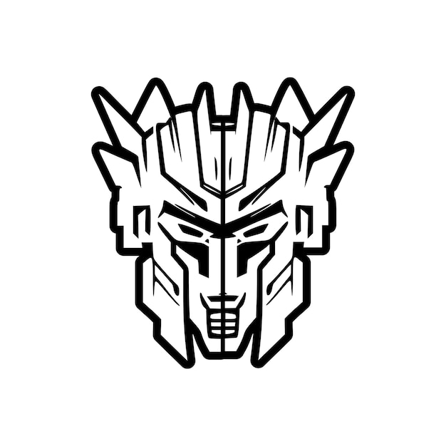 Logotipo de robot con arte vectorial en blanco y negro