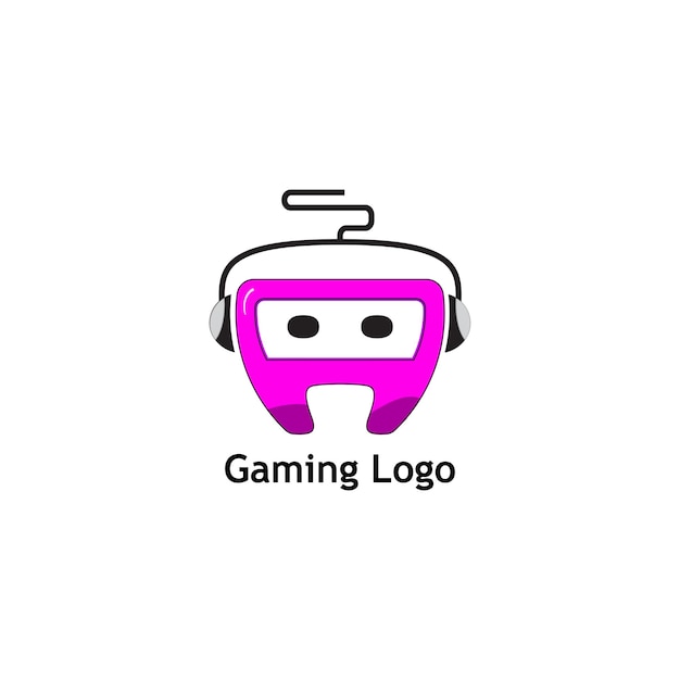 El logotipo del robot de juegos futurista con auriculares