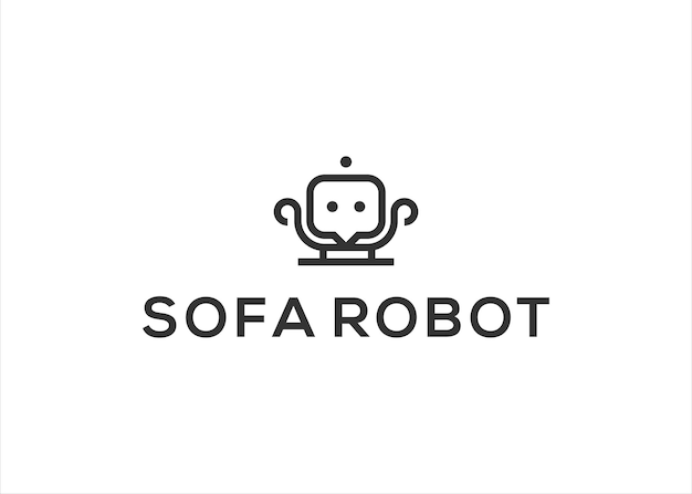 logotipo del robot del sofá. silla con ilustración de vector de bot