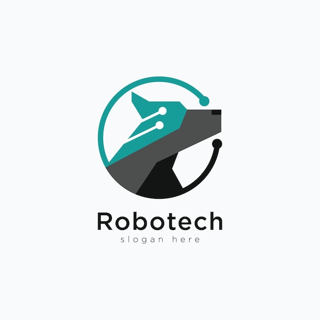 Logotipo de robot tech logotipo de icono de perro