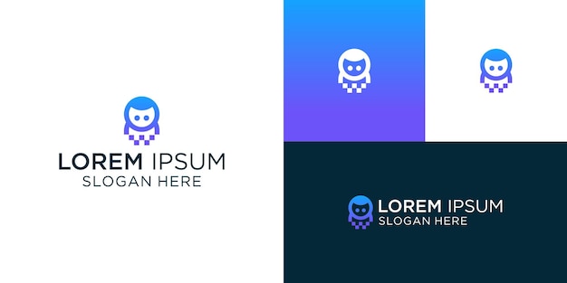 El logotipo de los robots lleva datos icono de vector de trazo editable