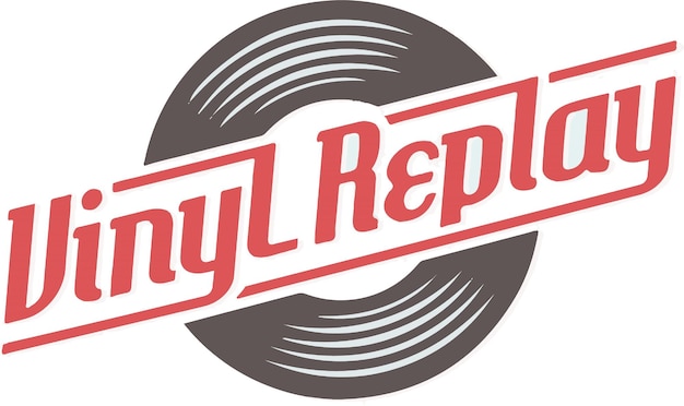 Logotipo de rock and roll para vinyl replay