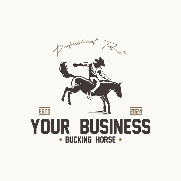 Vector logotipo de rodeo de vaquero retro rodeo logotipo con silueta ecuestre insignia de rodeo vintage del oeste salvaje ilustración vectorial