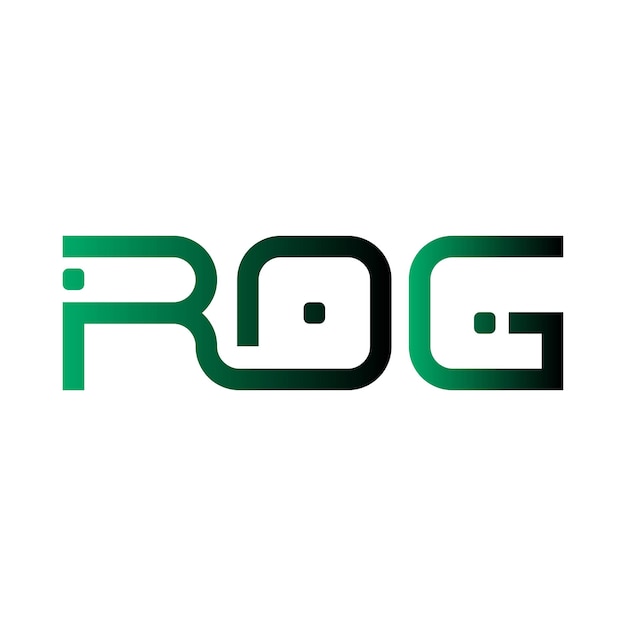 Logotipo de ROG tipografía abstracta diseño vectorial minimalista moderno y sencillo