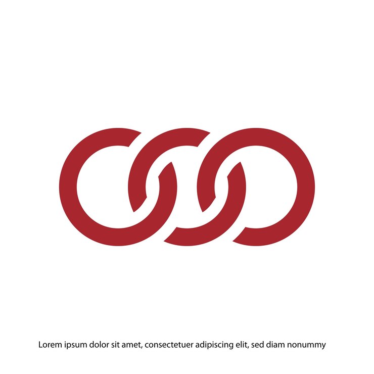 un logotipo rojo y azul con dos anillos entrelazados