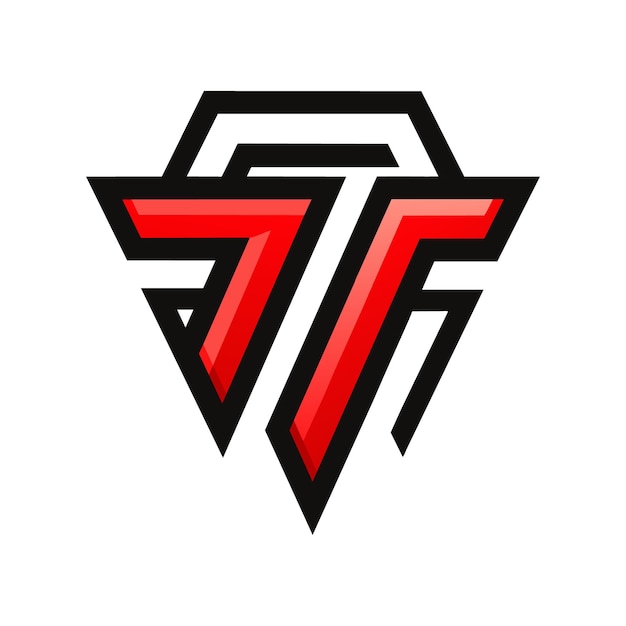 un logotipo rojo y negro con una letra roja t en él