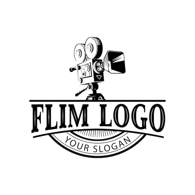 Vector logotipo de rollo de cámara de producción de película vintage