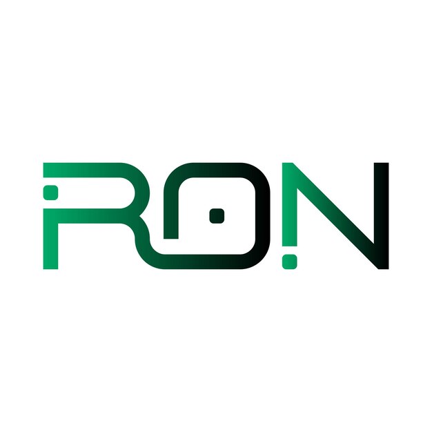 El logotipo de RON es una tipografía abstracta, un diseño vectorial moderno y minimalista.