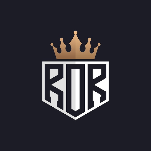 Logotipo ROR de lujo con corona iniciales elegantes logotipo de letra ROR para marcas exclusivas letra ROR monograma para empresas de alta gama