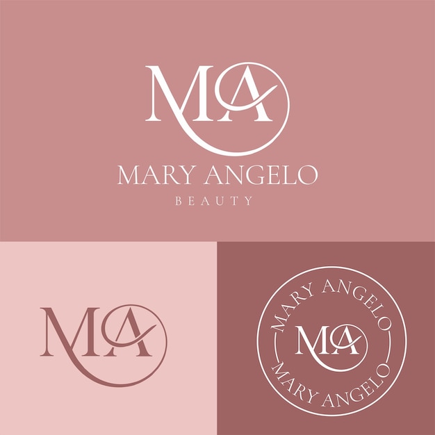 Vector un logotipo rosa y blanco para la belleza de una mujer