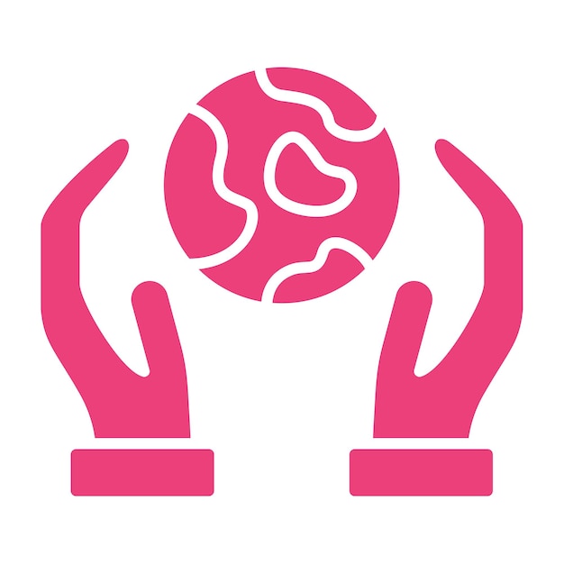 un logotipo rosa y blanco con manos sosteniendo un globo