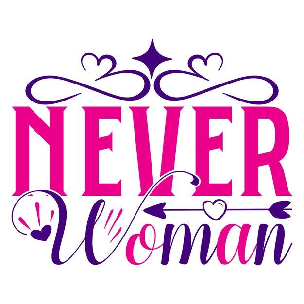 un logotipo rosa y púrpura con una mujer y un corazón que dice nunca mujer