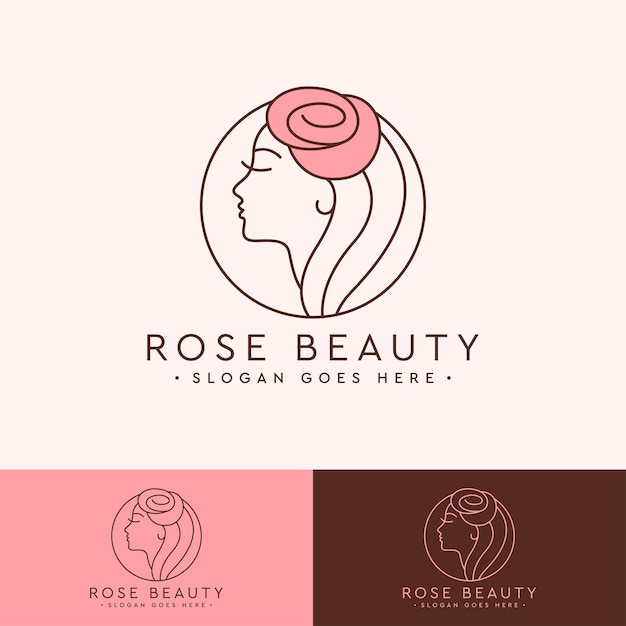 Logotipo de Rose Woman Face Line Art