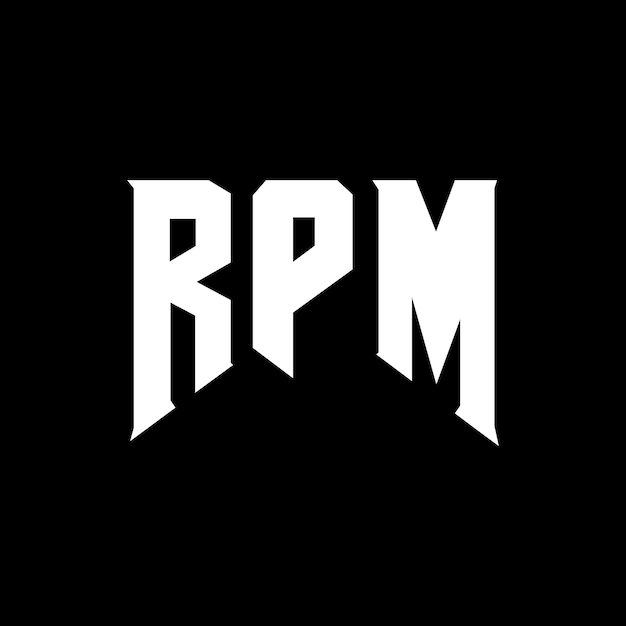 El logotipo de RPM es una combinación de colores en blanco y negro, RPM vector, RPM icono, RPM alfabeto, RPM tipografía.