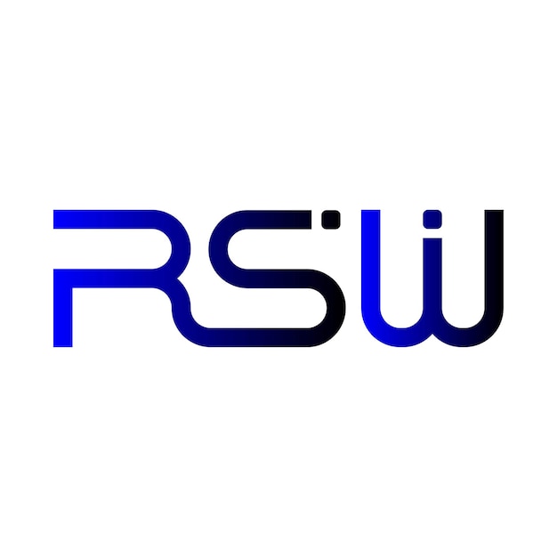 El logotipo de RSW es una tipografía abstracta, un diseño vectorial moderno y minimalista.