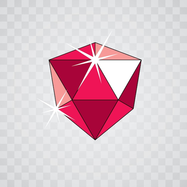 Logotipo de rubí rojo brillante vectorial. Icono de diamante de lujo, ilustración.