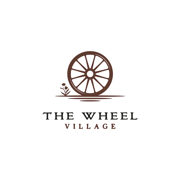 Logotipo de rueda de carro de madera antiguo vintage