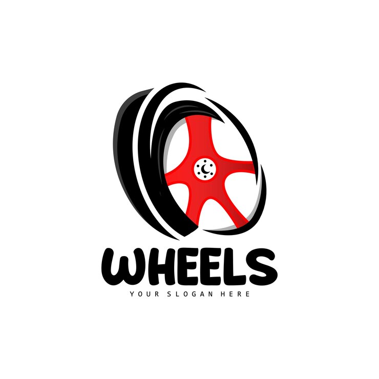 Vector logotipo de la rueda del neumático piezas automotrices diseño del taller de mantenimiento del vector garaje vehículo automotriz icono de rueda simple moderno