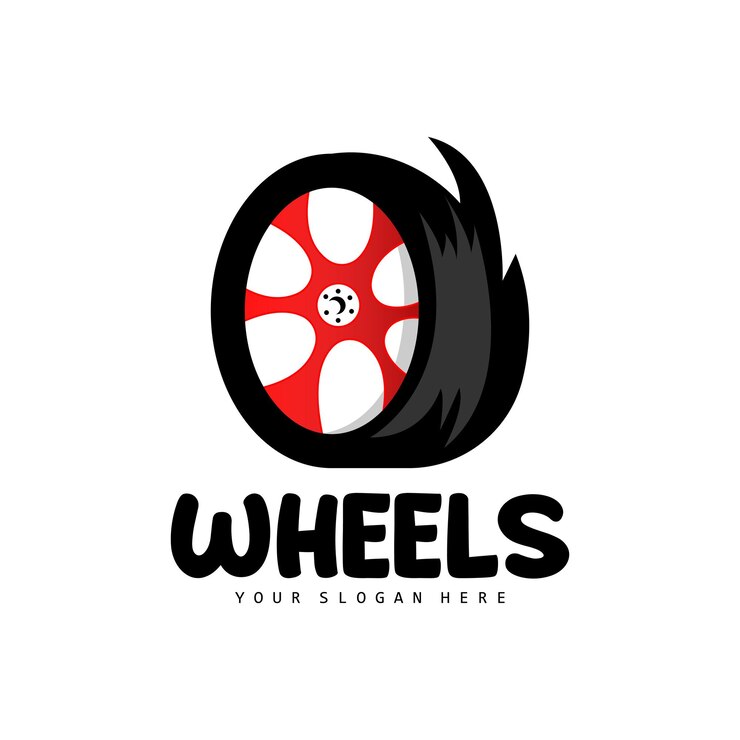 Vector logotipo de la rueda del neumático piezas automotrices diseño del taller de mantenimiento del vector garaje vehículo automotriz icono de rueda simple moderno