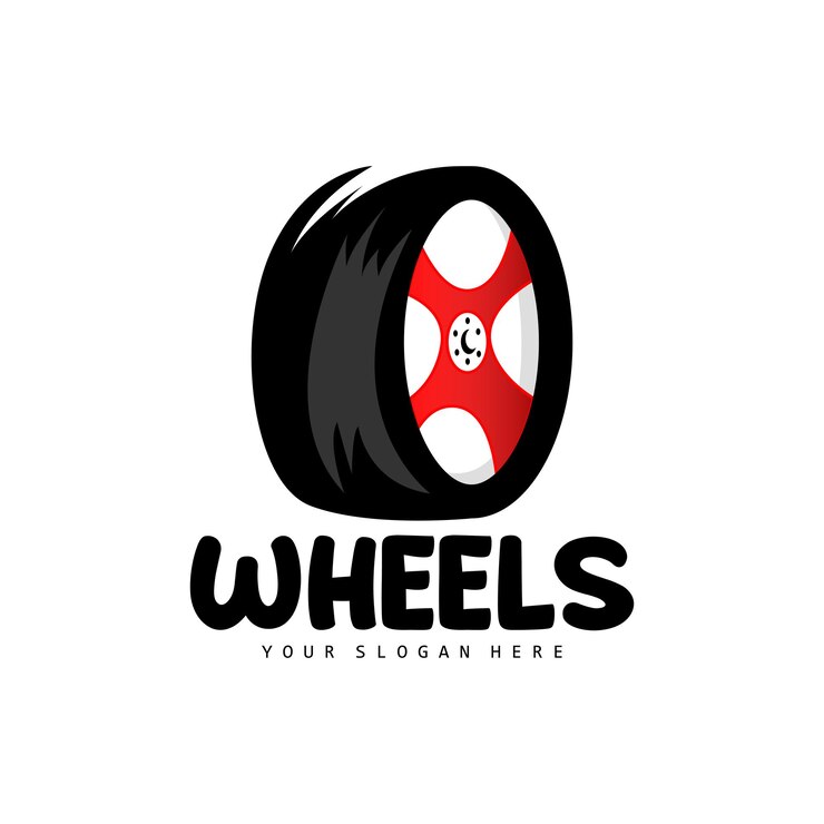 Vector logotipo de la rueda del neumático piezas automotrices diseño del taller de mantenimiento del vector garaje vehículo automotriz icono de rueda simple moderno