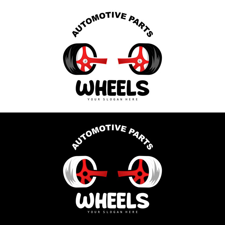 Logotipo de la rueda del neumático Piezas automotrices Diseño del taller de mantenimiento del vector Garaje Vehículo automotriz Icono de rueda simple moderno